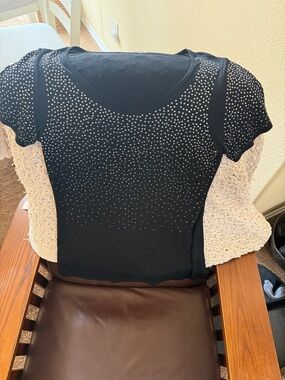 cha cha vente Black Short Sleeve Tee with Silver Studs